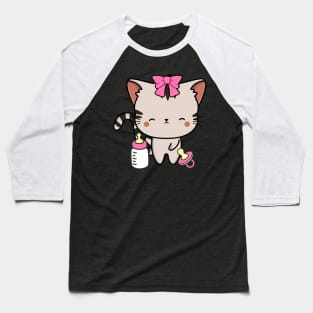 Cute Tabby Cat is a baby - girl Baseball T-Shirt